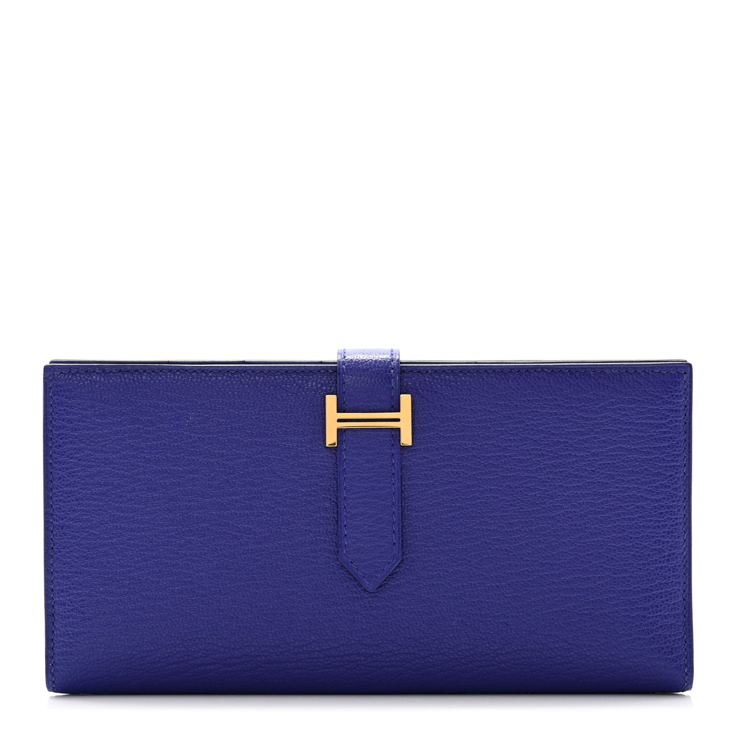 Hermes Chevre Mysore Bearn Gusset Wallet Bleu Electrique 1 of 8