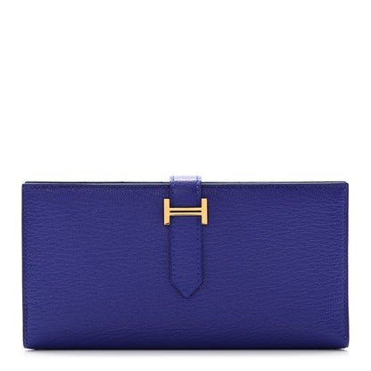Hermes Chevre Mysore Bearn Gusset Wallet Bleu Electrique 1 of 8