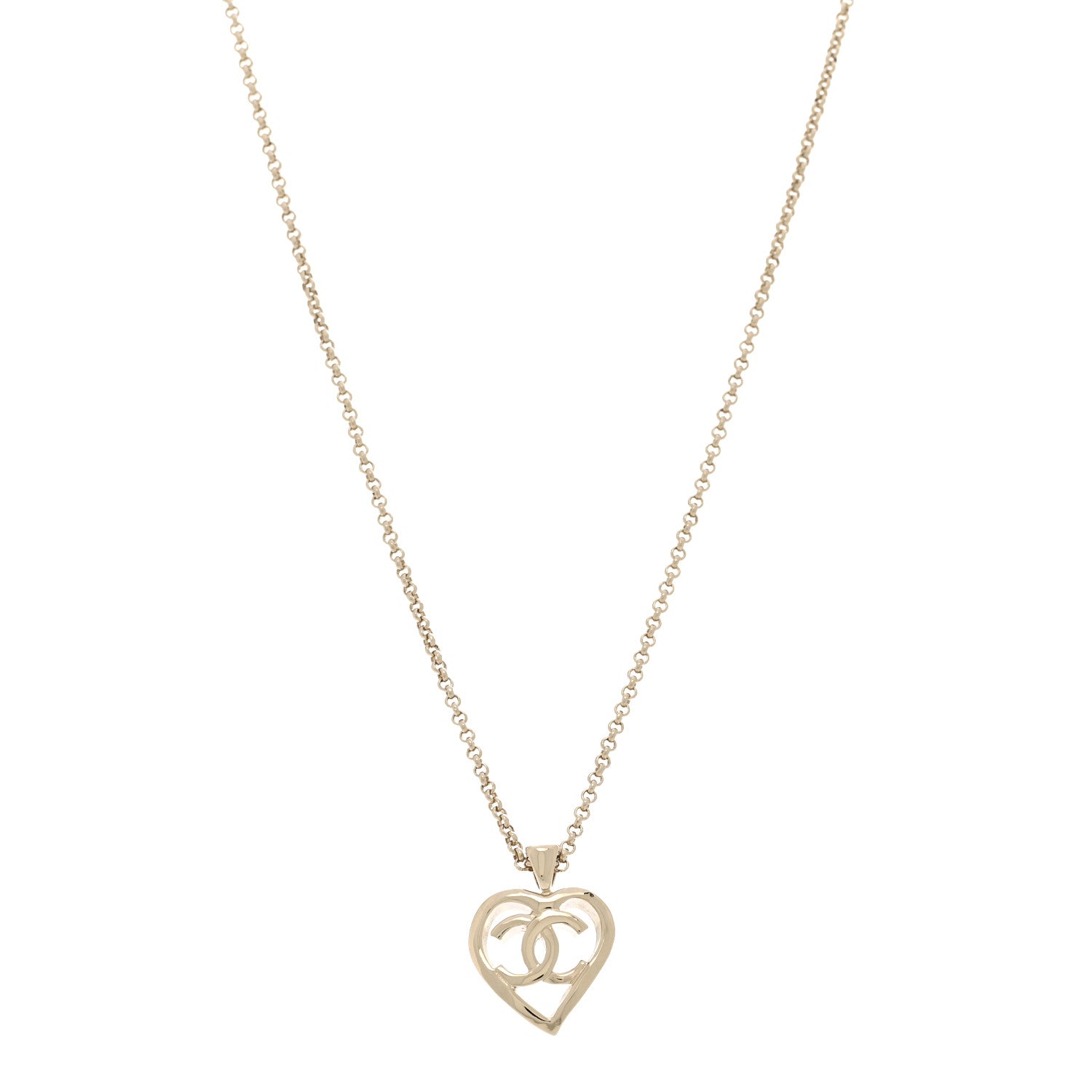 Chanel CC Heart Chain Pendant Necklace Gold 1 of 6