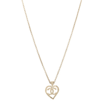 Chanel CC Heart Chain Pendant Necklace Gold 1 of 6