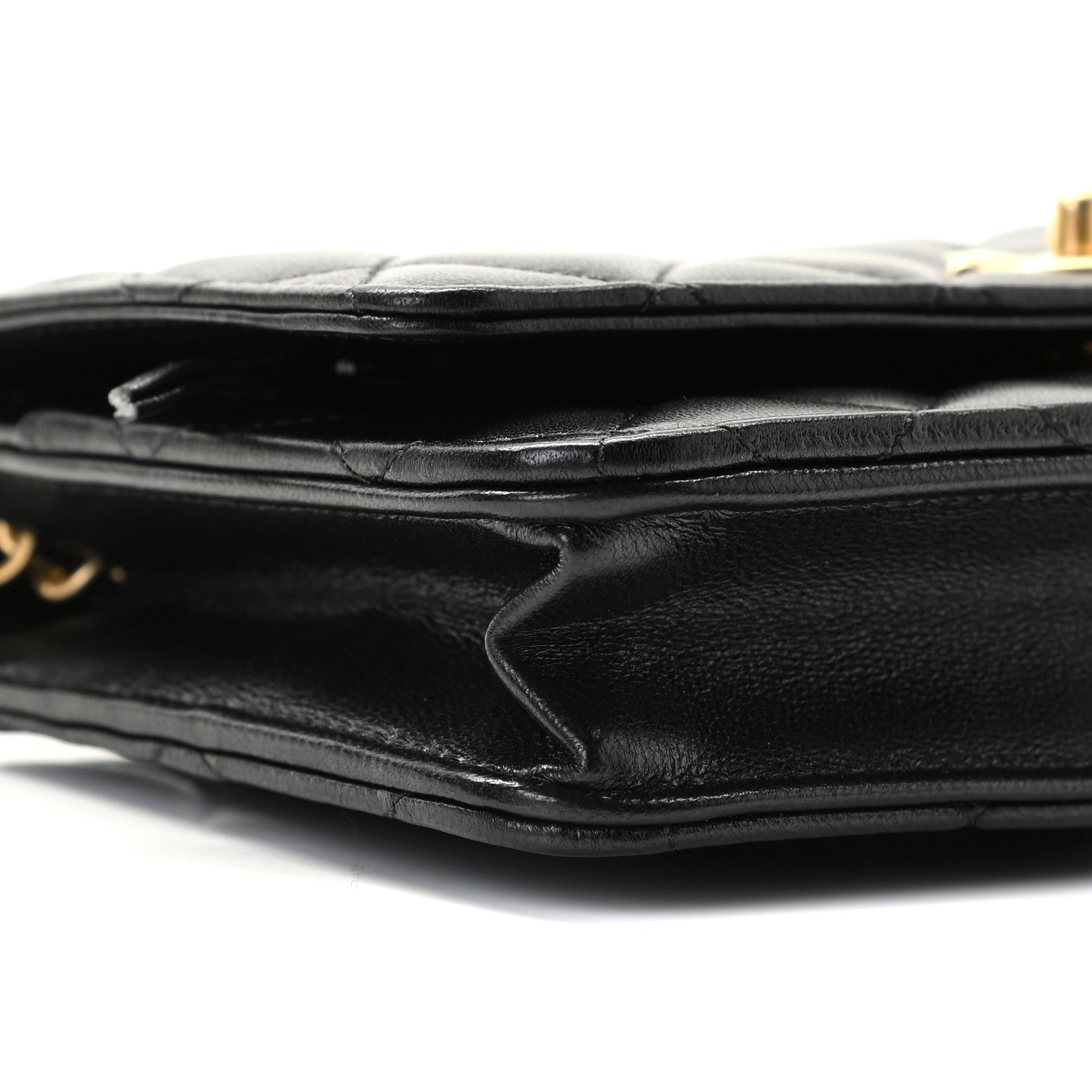Chanel Lambskin Quilted CC Pearl Crush Wallet on Chain WOC Black 8 of 11
