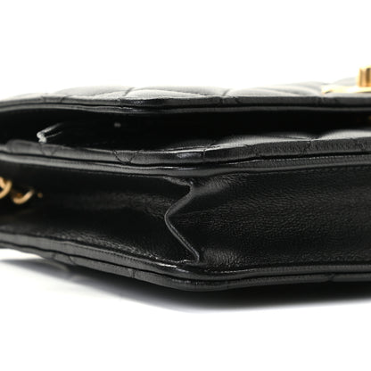 Chanel Lambskin Quilted CC Pearl Crush Wallet on Chain WOC Black 8 of 11
