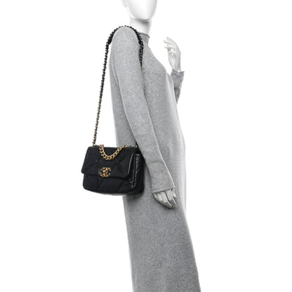 Chanel Shiny Goatskin Quilted Medium Chanel 19 Flap Black 2 of 12