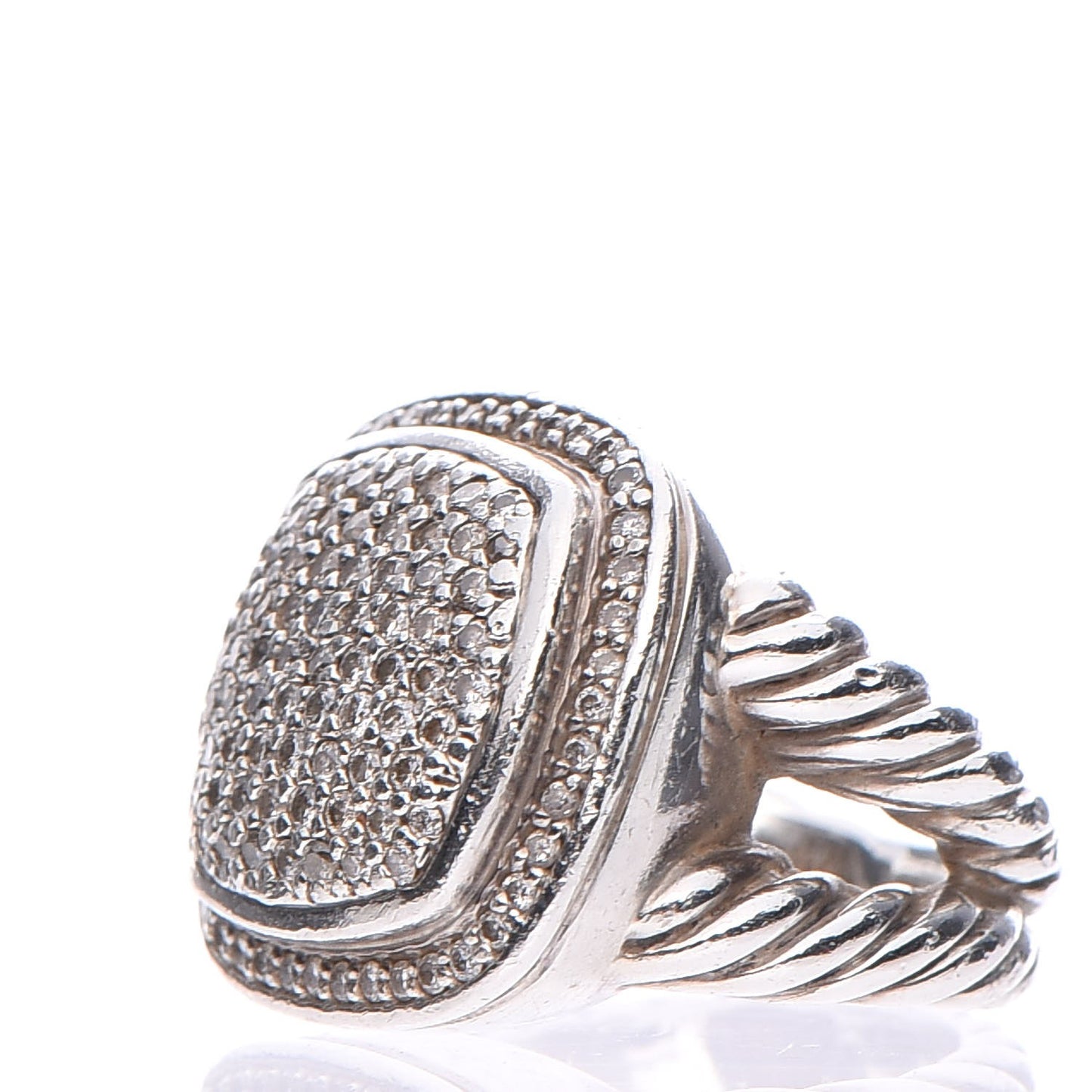 Sterling Silver Diamond 14mm Albion Pave Ring 49 4.75