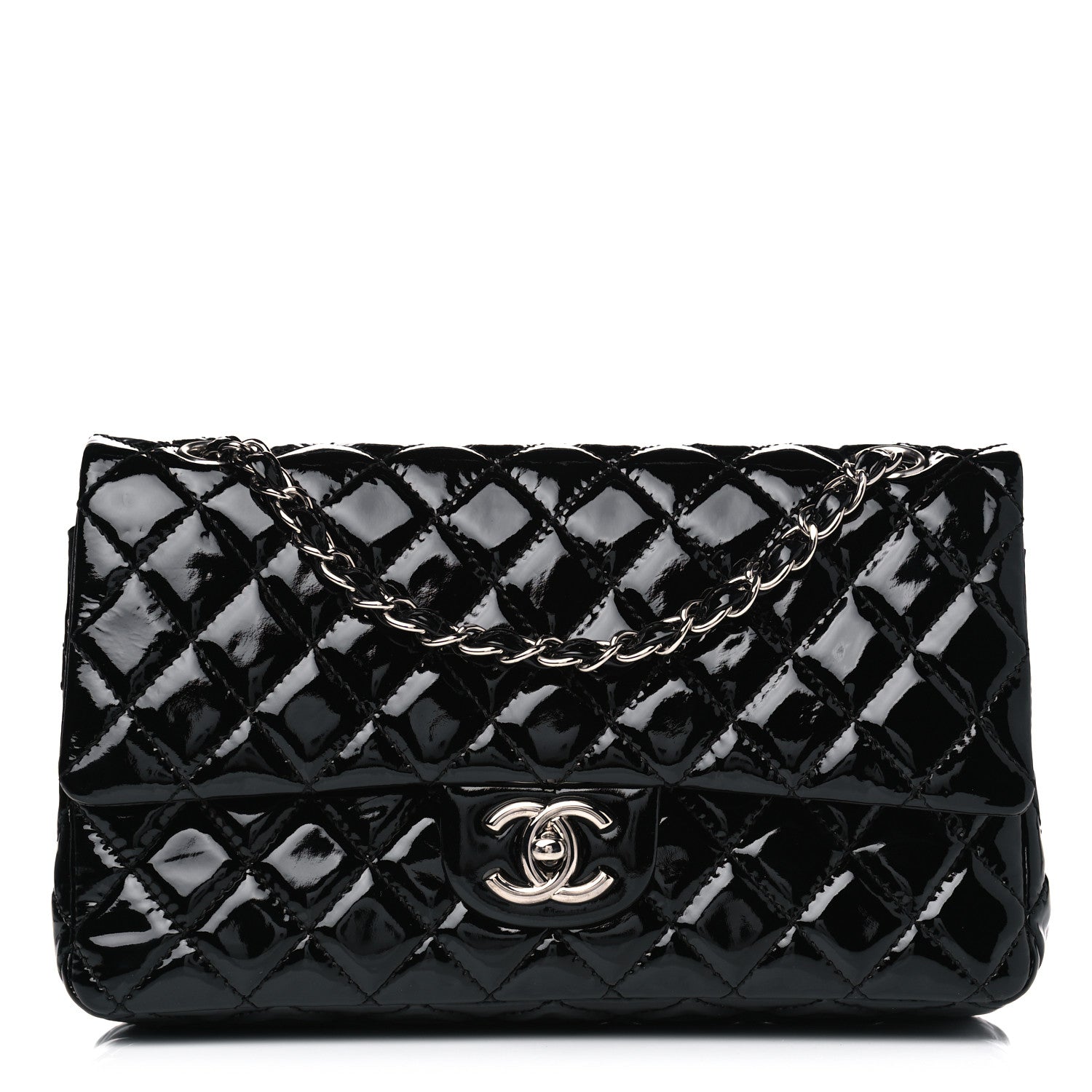 Chanel Patent Quilted Medium Double Flap Black 1 of 4