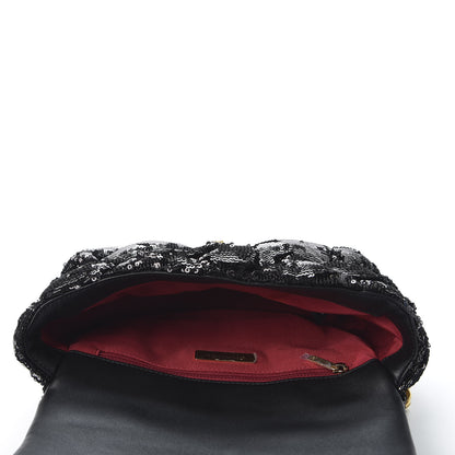 Chanel Sequin Quilted Medium 19 Flap Black 4 of 10