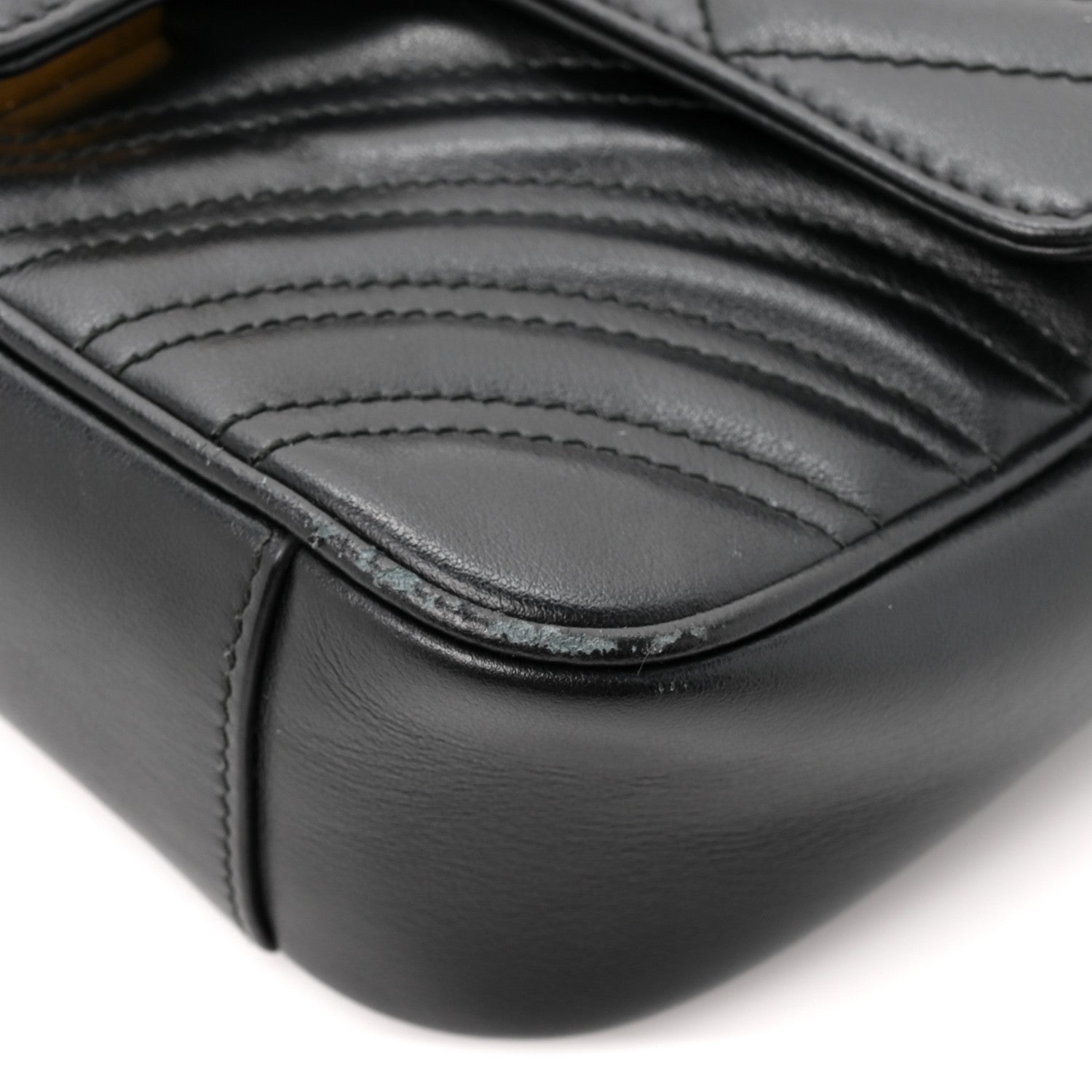 Gucci Calfskin Matelasse Mini GG Marmont Shoulder Bag Black 9 of 13