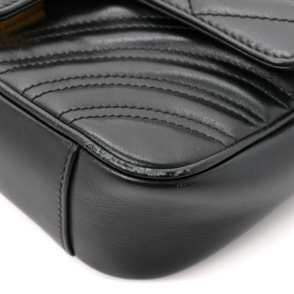 Gucci Calfskin Matelasse Mini GG Marmont Shoulder Bag Black 9 of 13