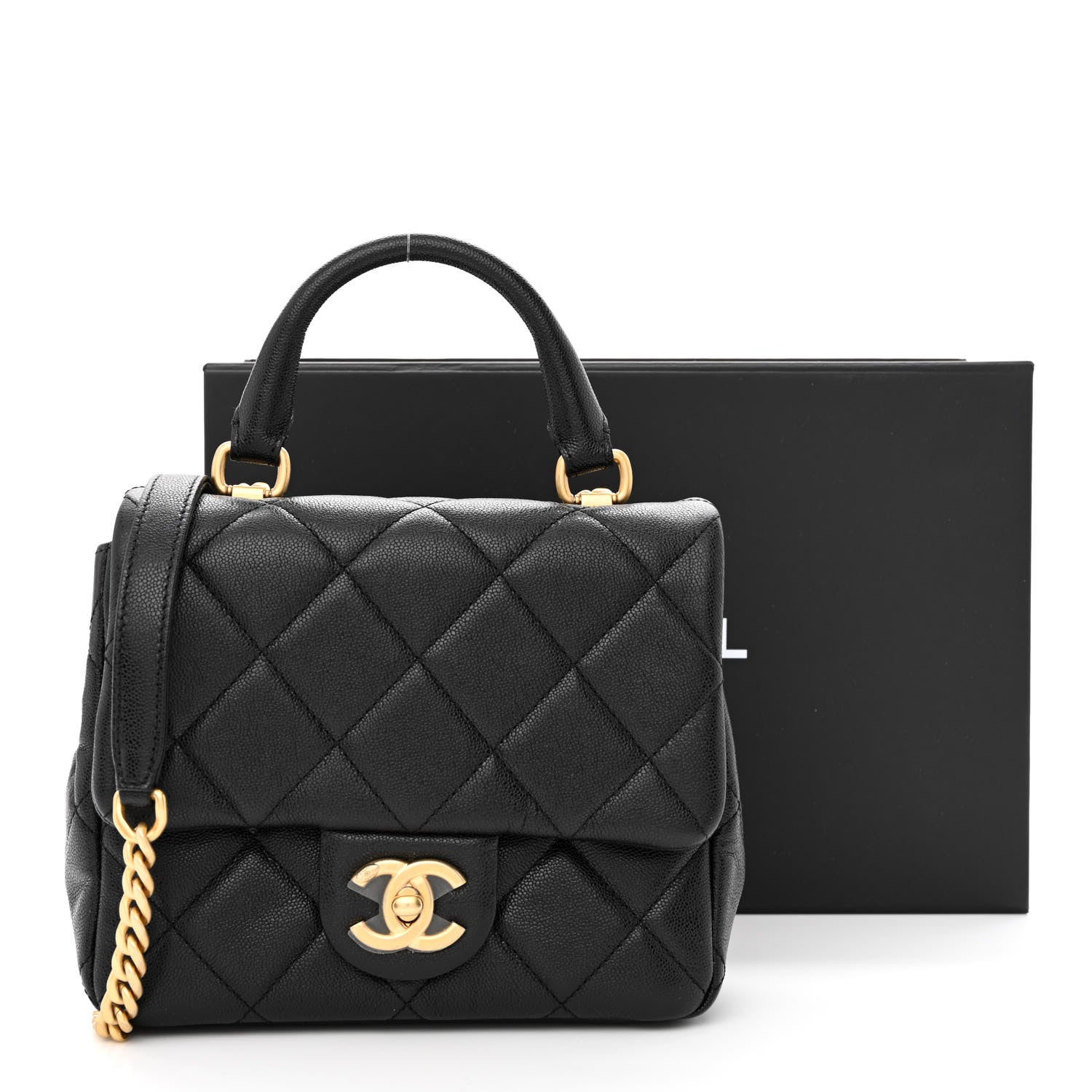 Chanel Shiny Caviar Quilted Mini Top Handle Flap Black 11 of 11