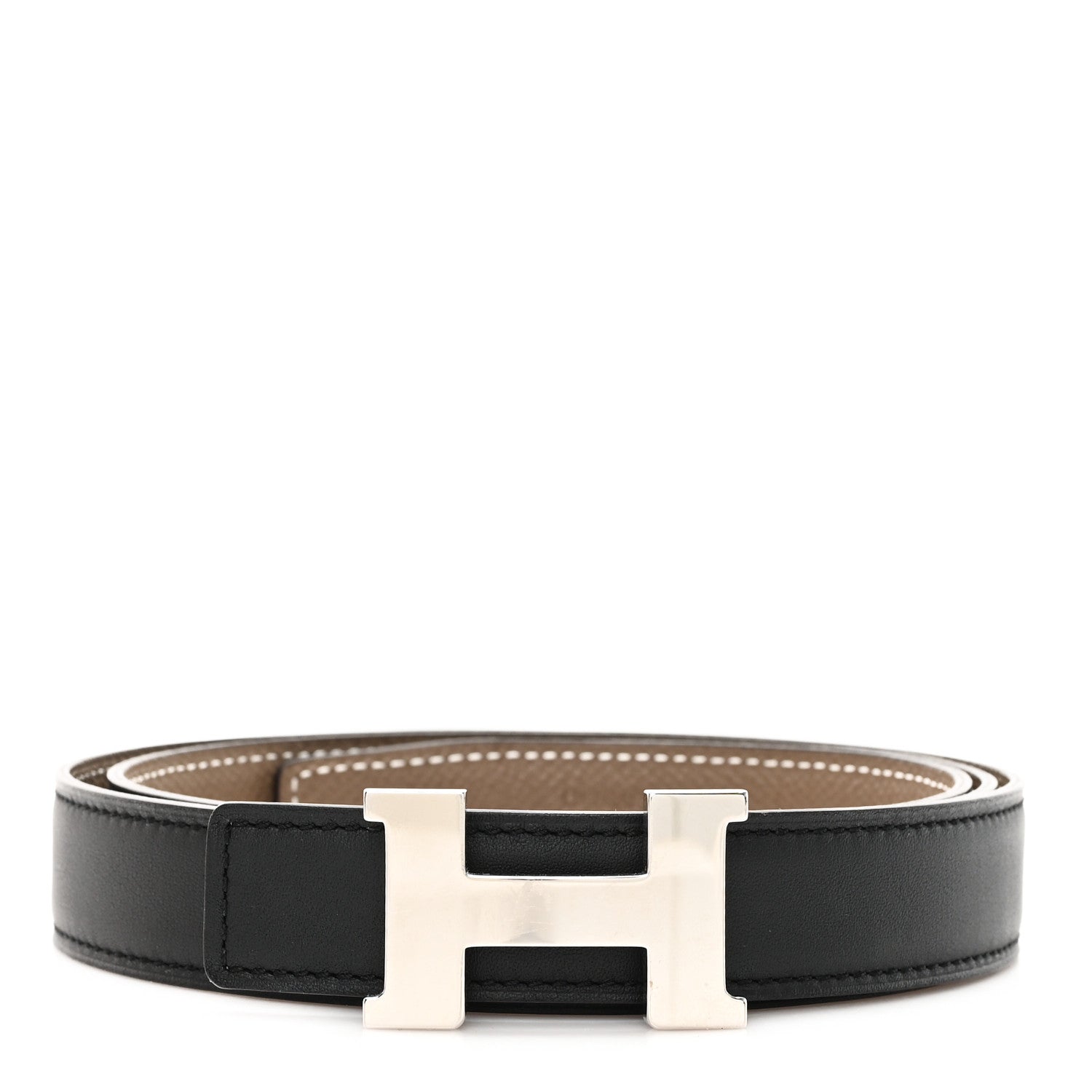Hermes Swift Epsom 24mm Mini Constance H Belt 90 Black Etoupe 1 of 5