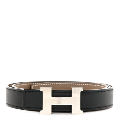Hermes Swift Epsom 24mm Mini Constance H Belt 90 Black Etoupe 1 of 5