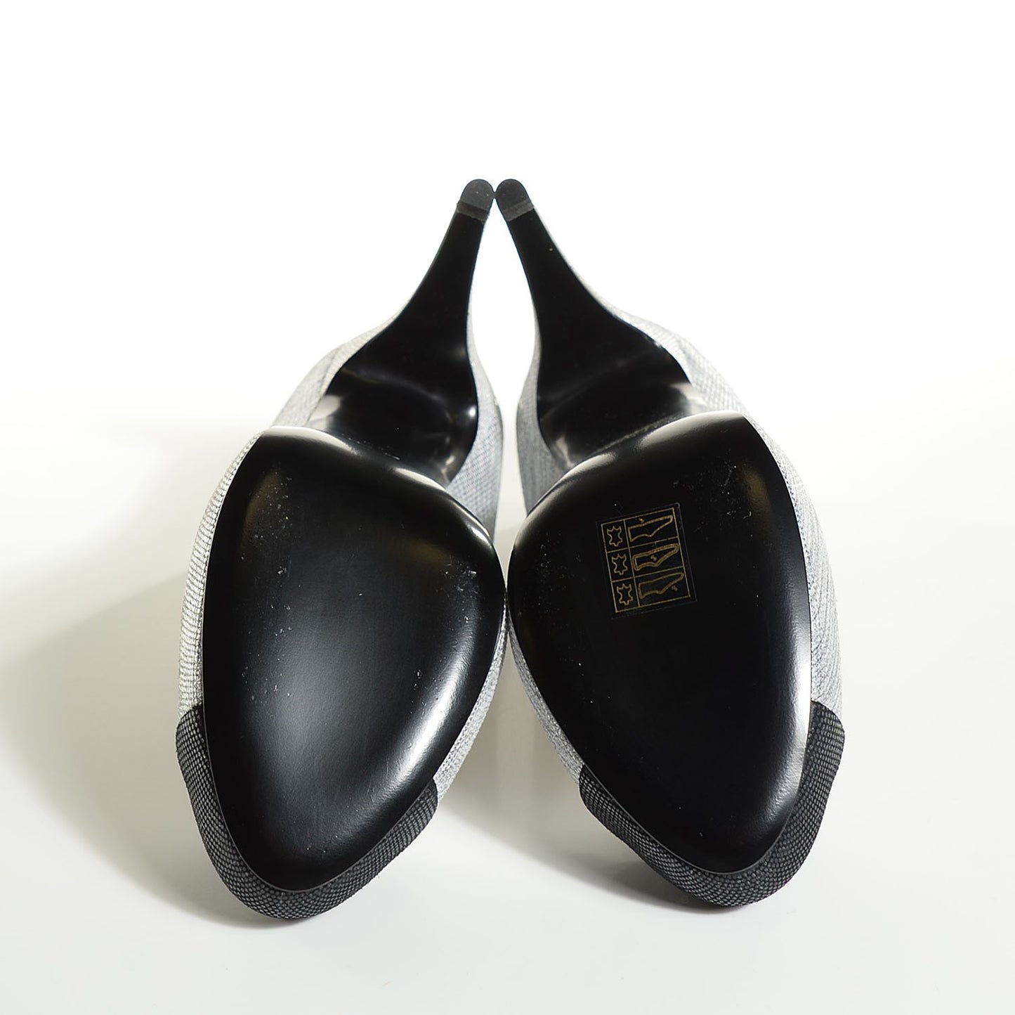 Caviar Tweed CC Cap Toe Pumps 39.5 Silver Black