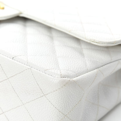 Chanel Caviar Quilted Medium Double Flap White 10 of 18