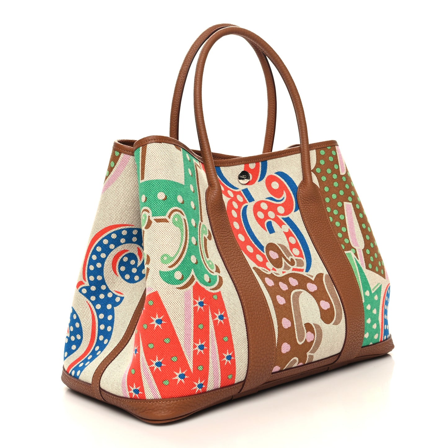 Toile Negonda H Plume Garden Party 36 MM Tote Capucine Ecru Gold
