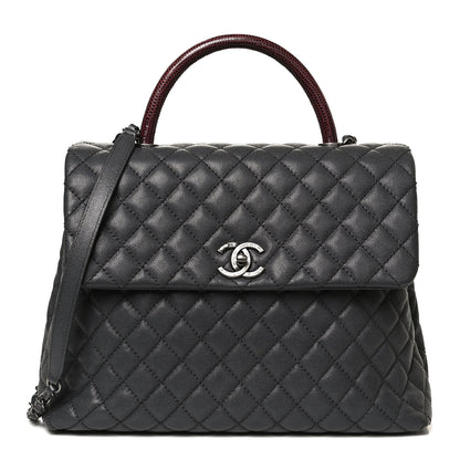 Chanel Caviar Lizard Quilted Large Coco Handle Flap Grey 1 of 10