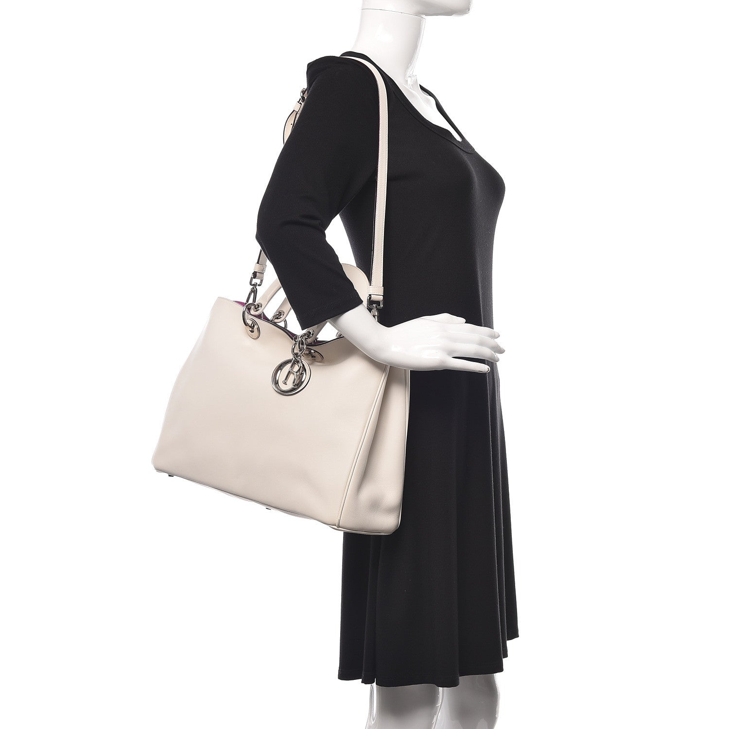 Christian Dior Smooth Calfskin Large Diorissimo Tote White 2 of 13