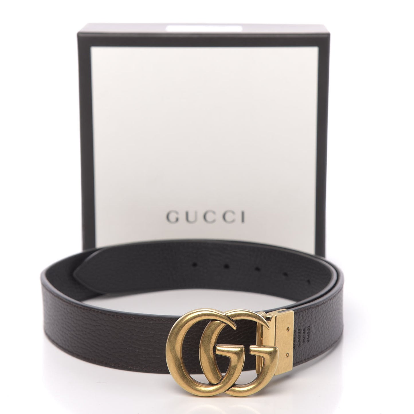 Calfskin Double G Reversible 37mm Belt 90 36 Black Cocoa