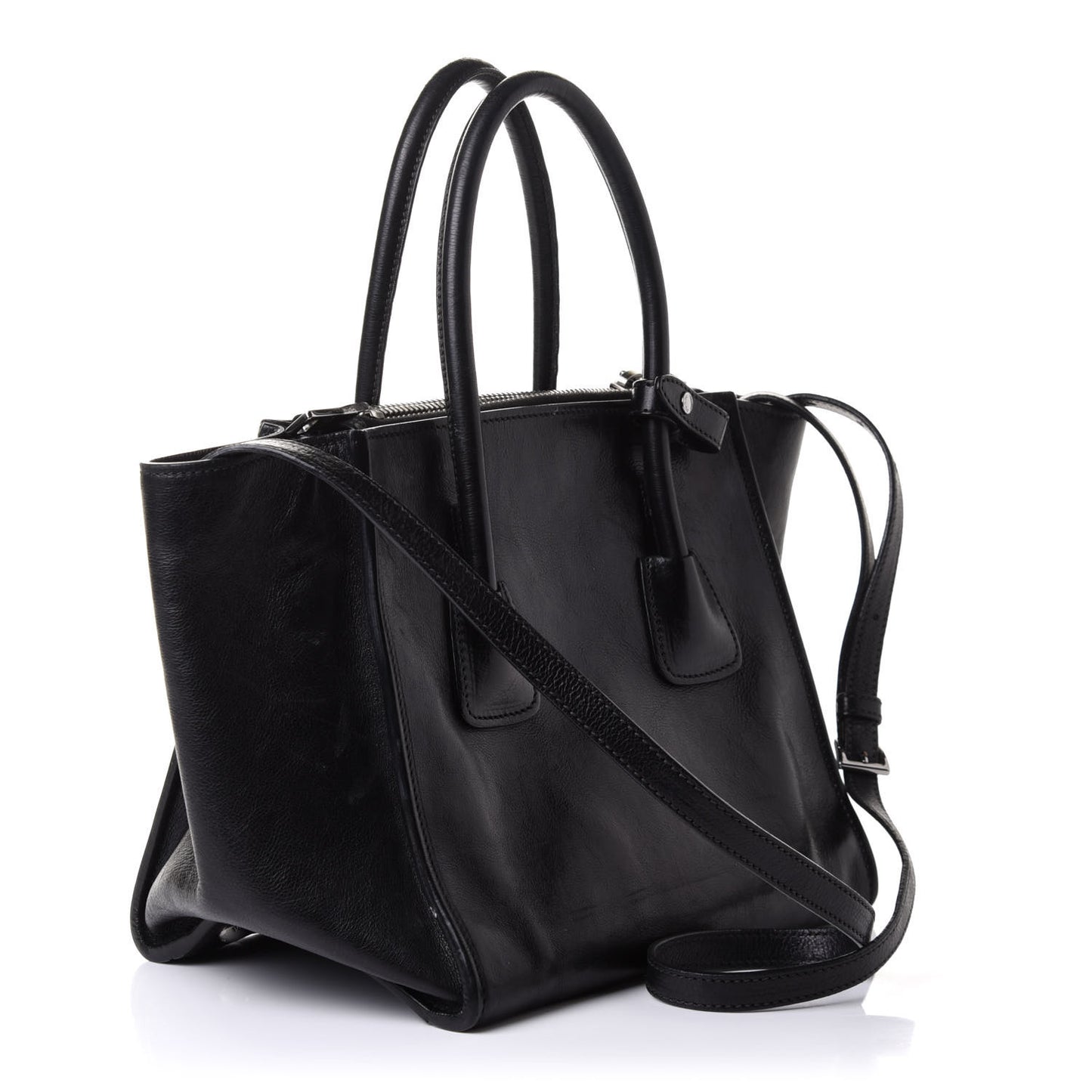 Glace Calf Twin Pocket Tote Black