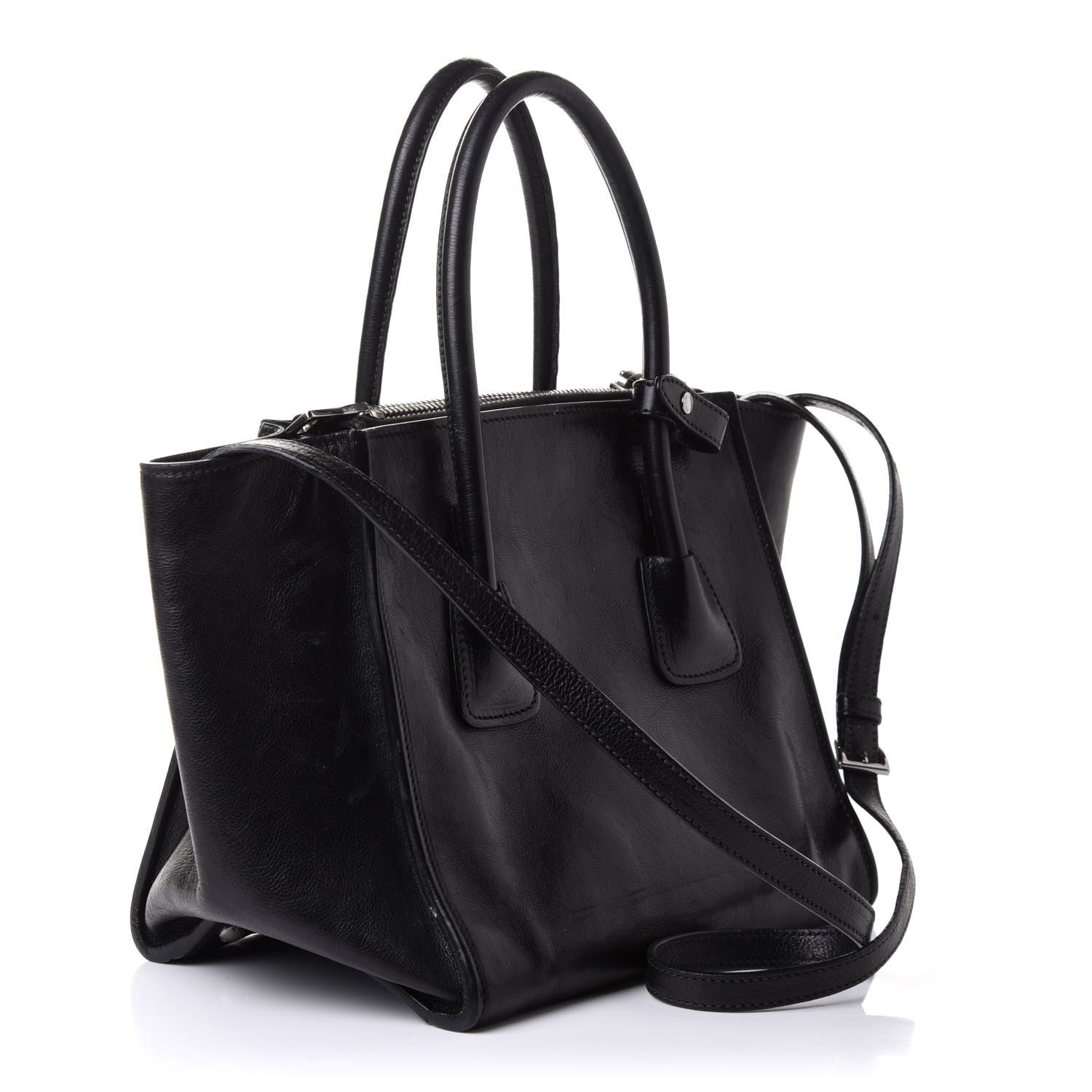 Prada Glace Calf Twin Pocket Tote Black 3 of 13