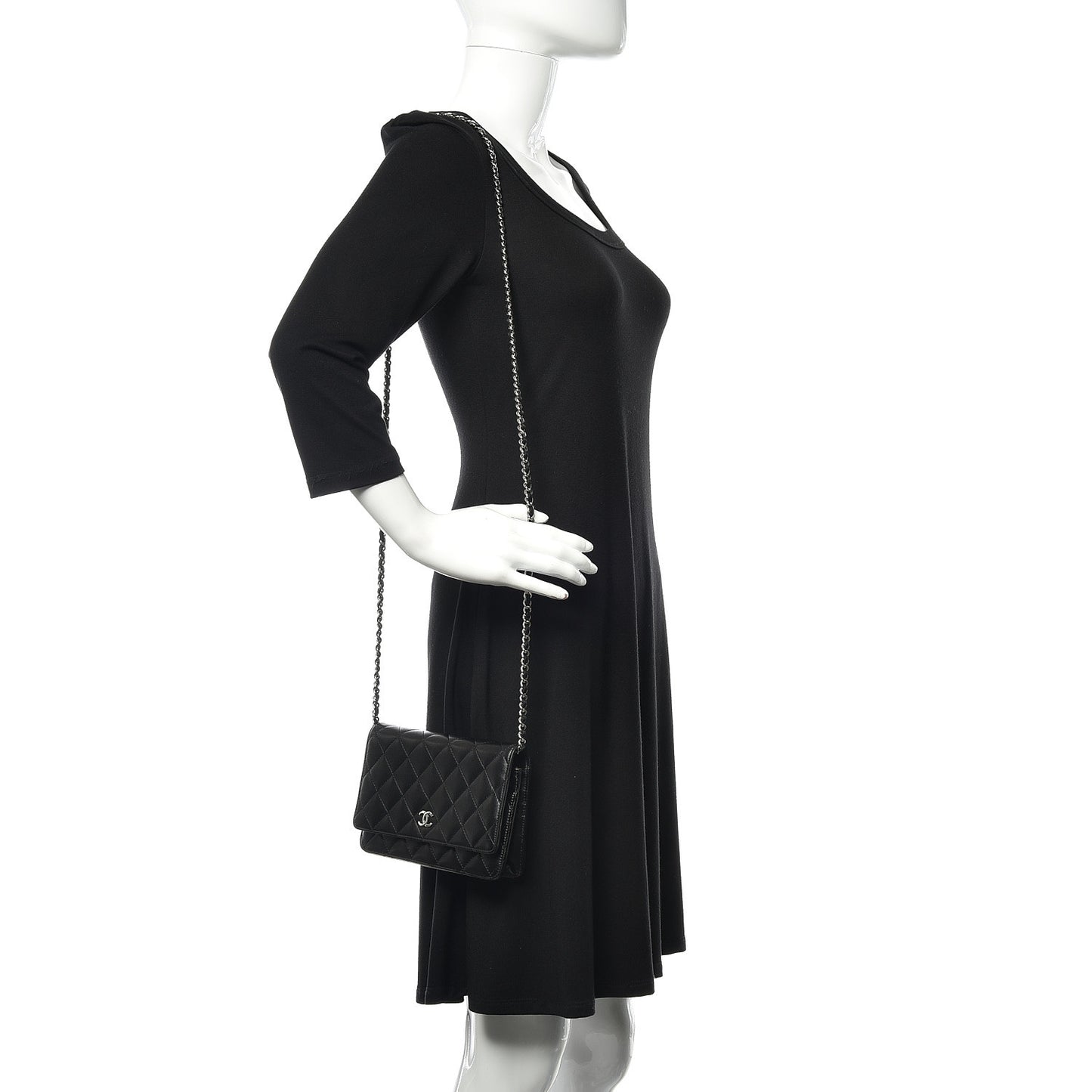 Lambskin Quilted Wallet On Chain WOC Black