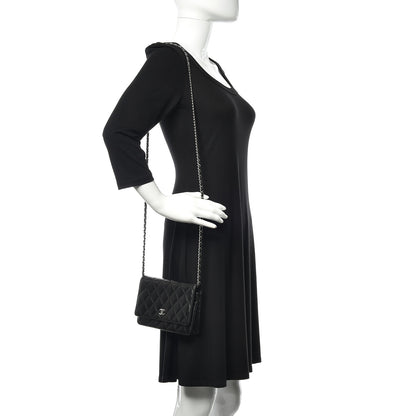 Chanel Lambskin Quilted Wallet On Chain WOC Black 2 of 12