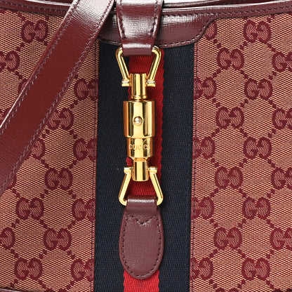 Gucci Monogram Azalea Calfskin Web Small Jackie 1961 Hobo Sahara Rubino Chardonnay 8 of 10