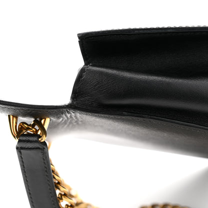 Prada Saffiano Soft Calfskin Metal Triangle Logo Envelope Chain Shoulder Bag Black 11 of 11