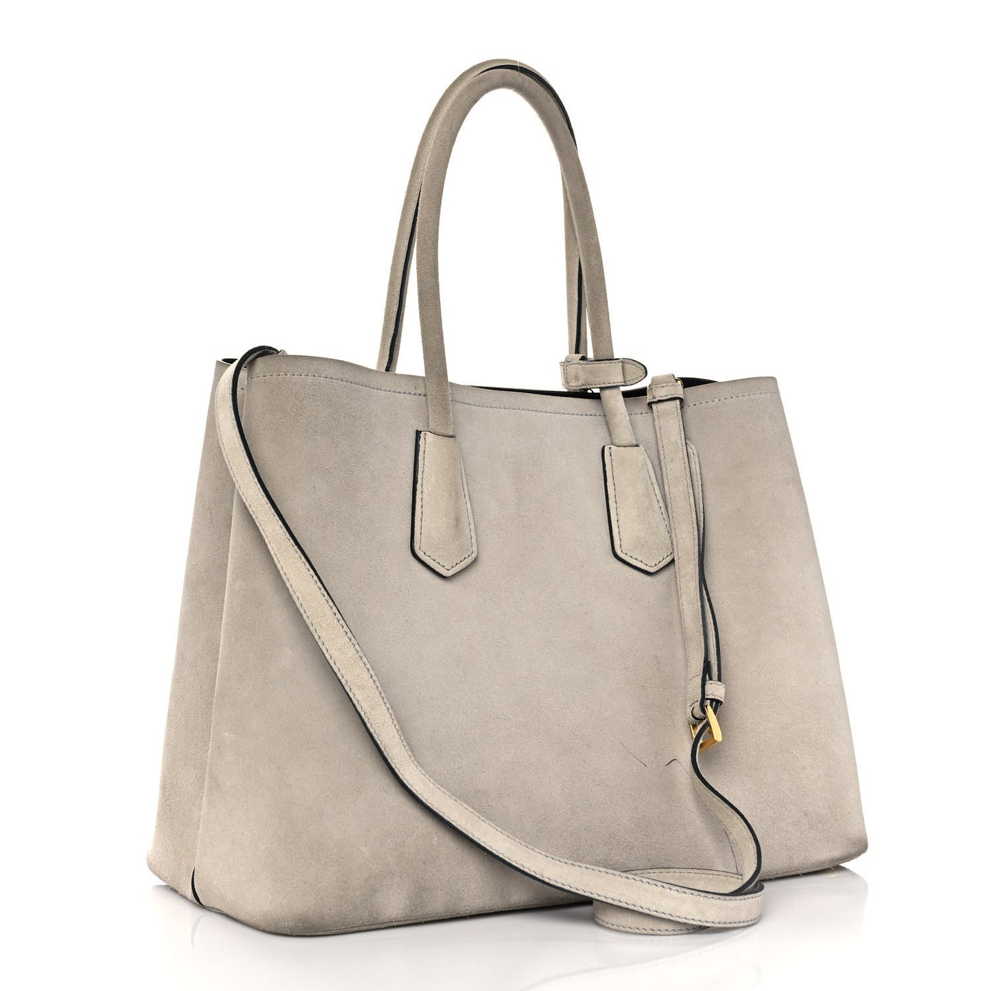 Scamosciato Suede Medium Double Bag Tote Acciaio