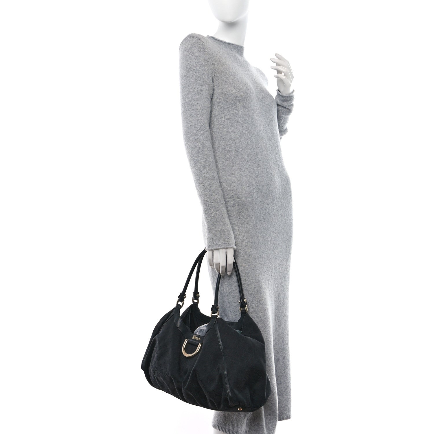 Gucci Monogram Large D Gold Hobo Black 2 of 13