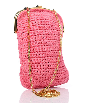 Fendi Fabric Crochet Baguette Phone Bag Rosa 2 of 4