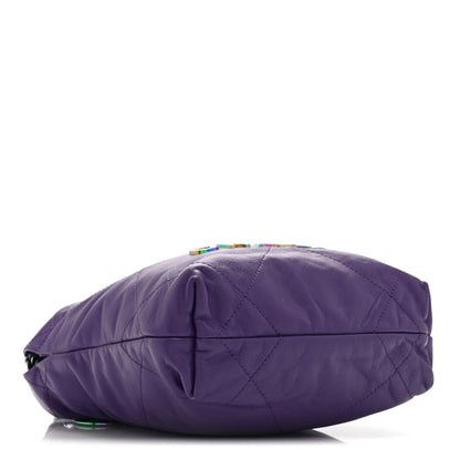 Chanel Shiny Calfskin Quilted Rainbow Mini Chanel 22 Purple 4 of 10