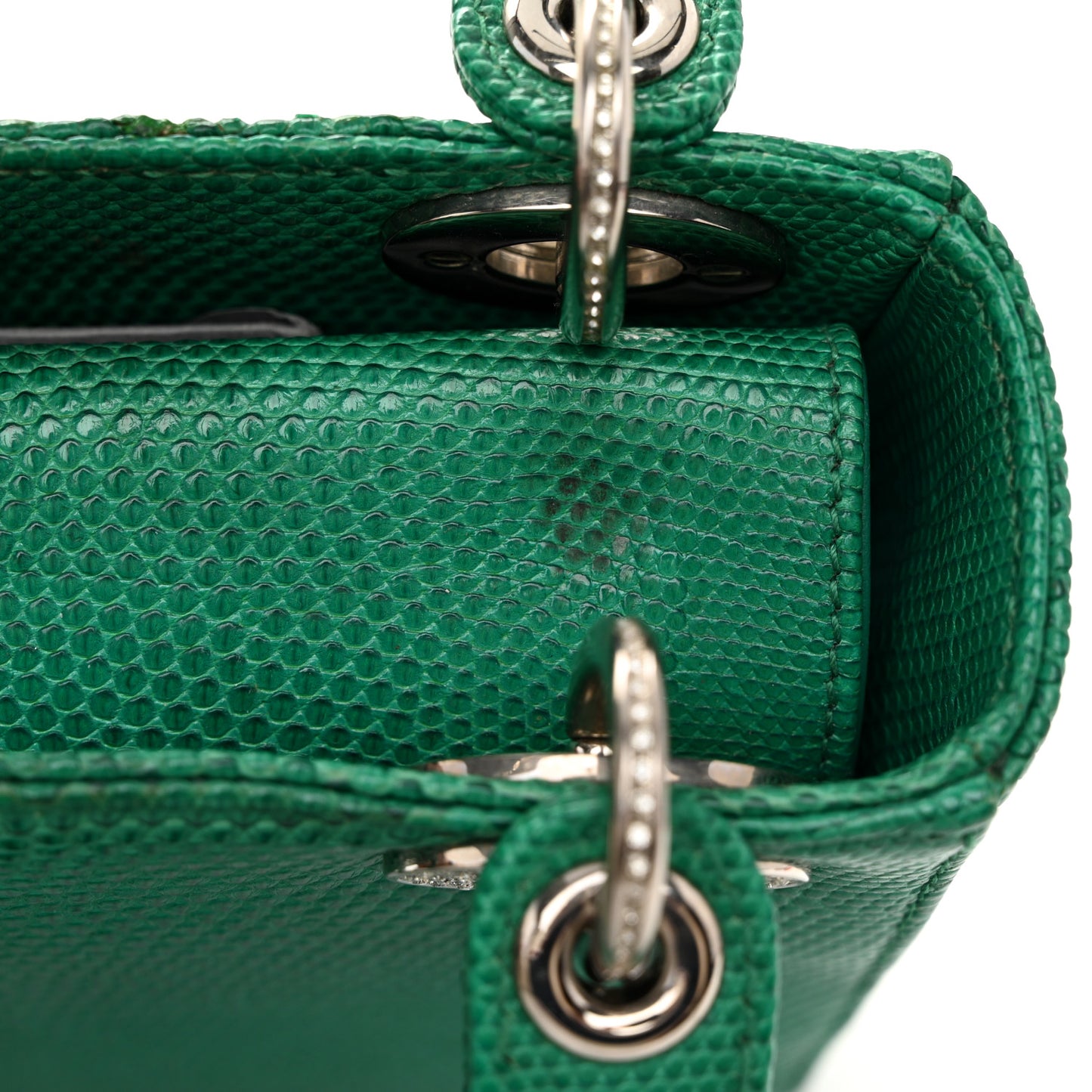 Lizard Swarovski Crystal Mini Lady Dior Green