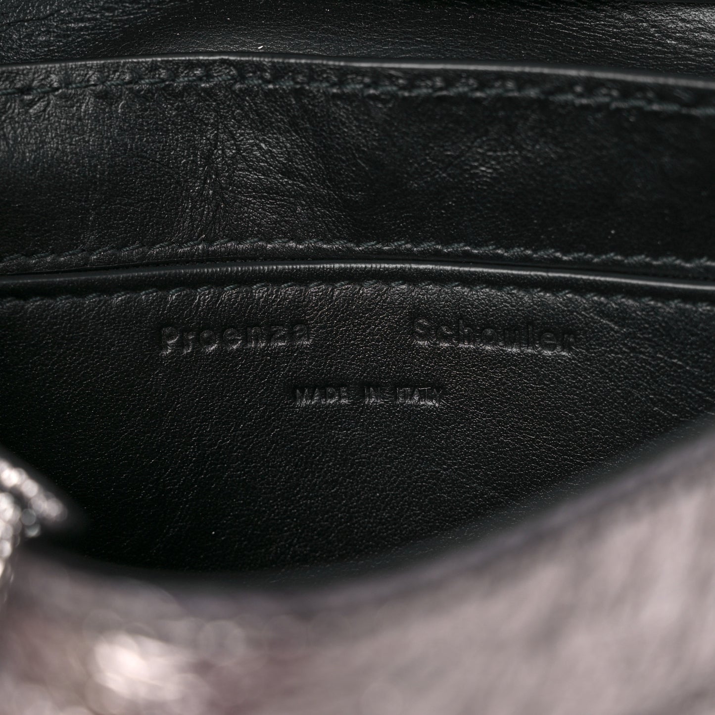 Metallic Paper Lambskin PS1 Mini Pouch Messenger Dark Silver