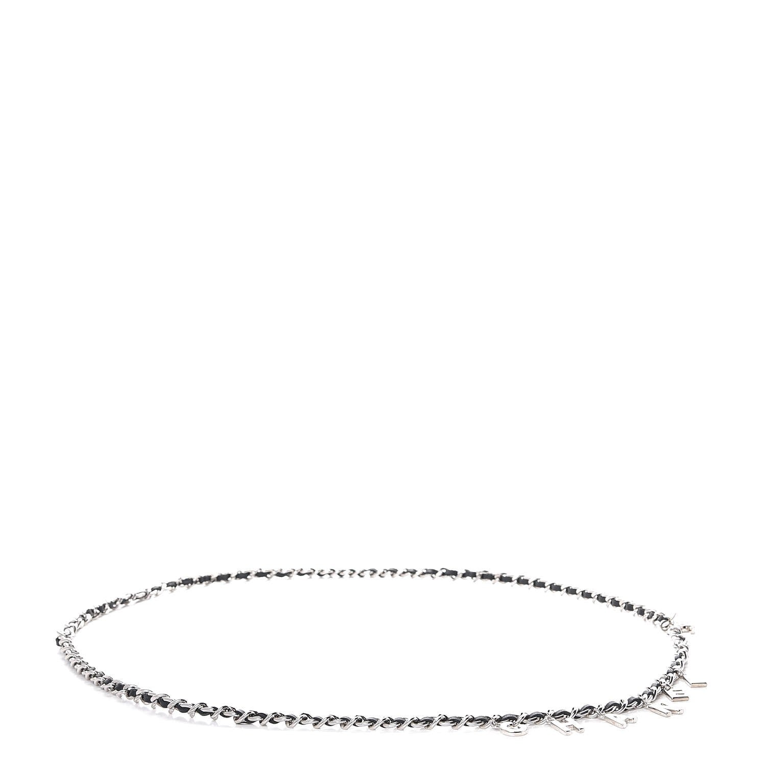 Chanel Lambskin Chain Logo Belt Black Silver 1 of 6