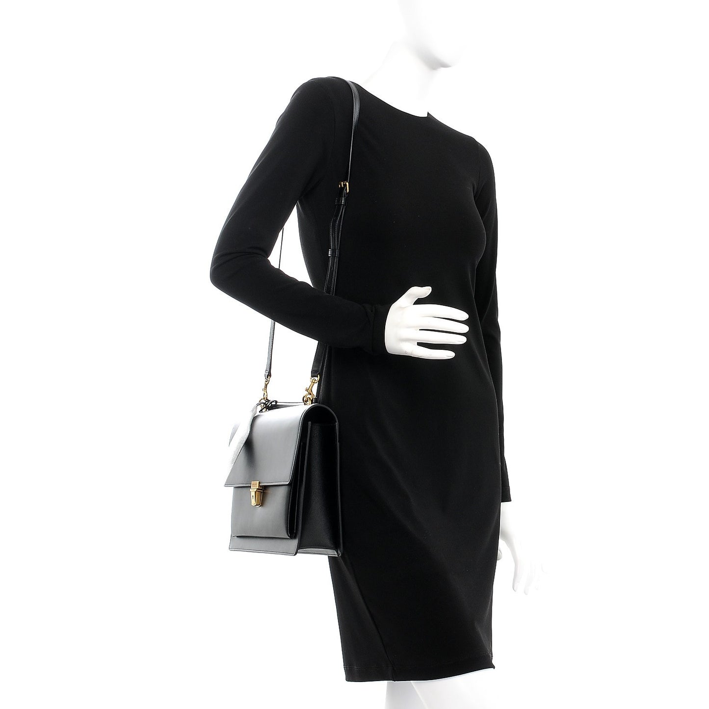 Smooth Calfskin Large High School Shoulder Bag Black