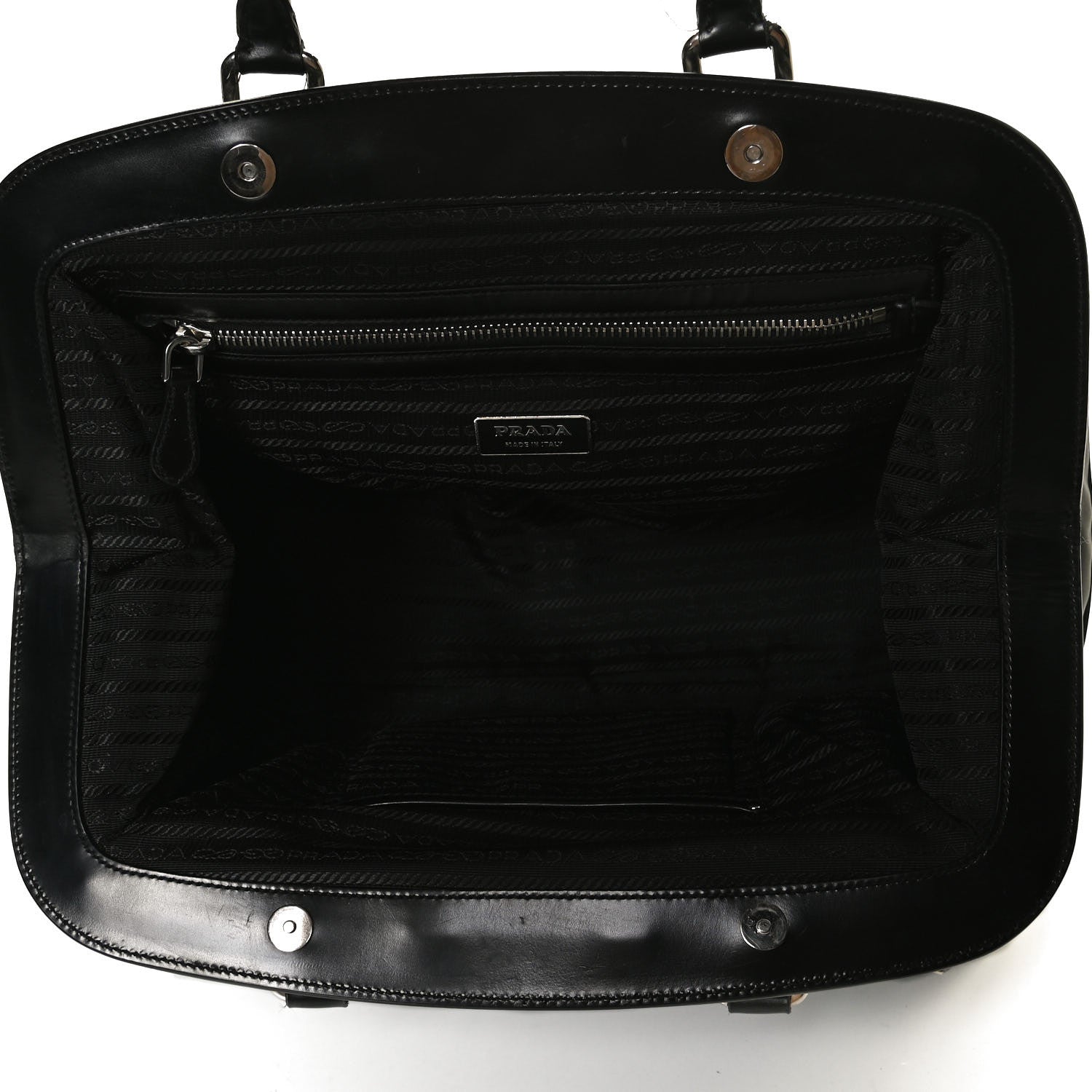 Prada Tessuto Nylon Calfskin Frame Satchel Black 6 of 17