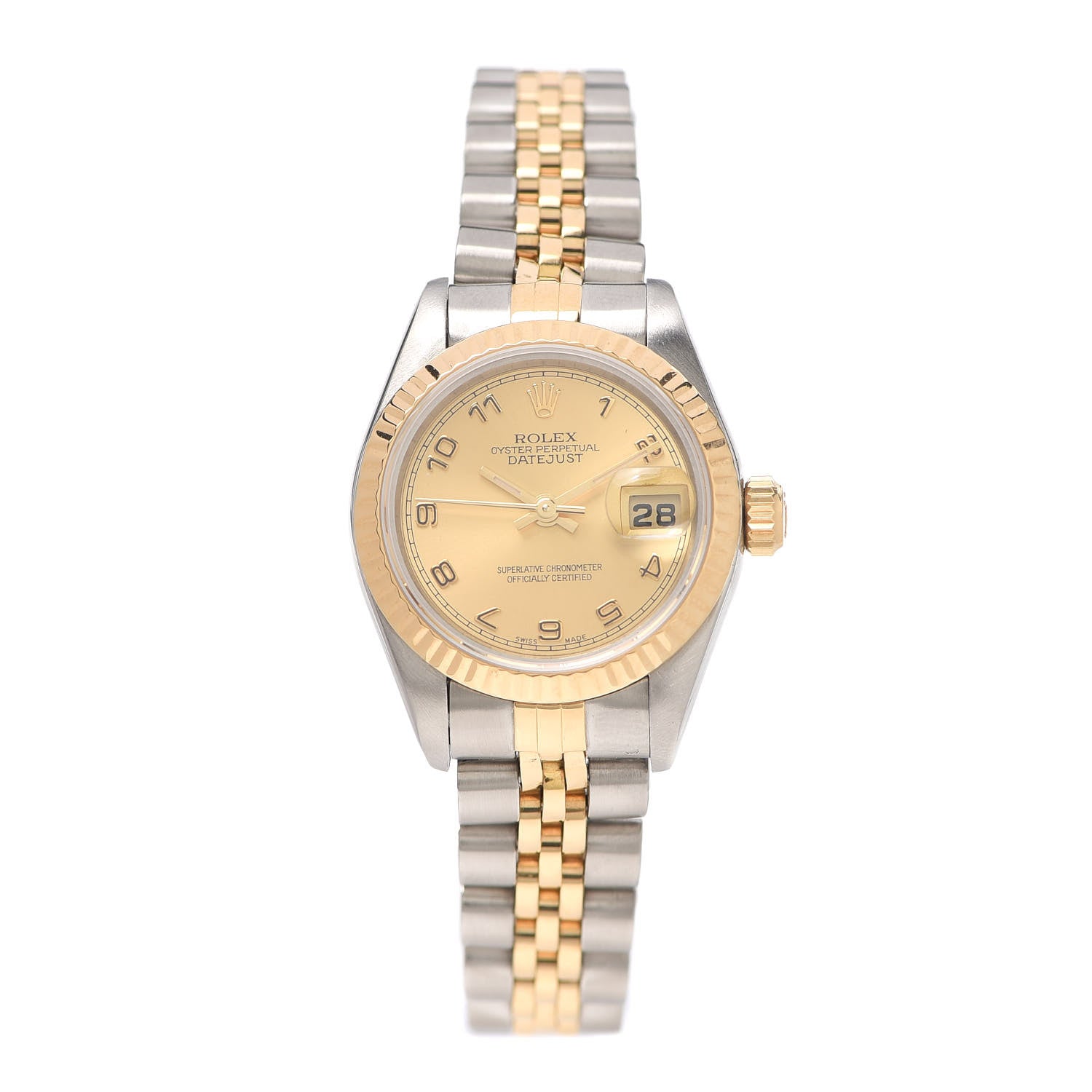Rolex Stainless Steel 18K Yellow Gold 26mm Oyster Perpetual Datejust Watch Champagne 69173 1 of 5