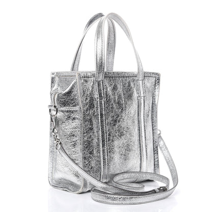 Balenciaga Metallic Calfskin S Bazar Shopper Tote Silver Hardware 3 of 16