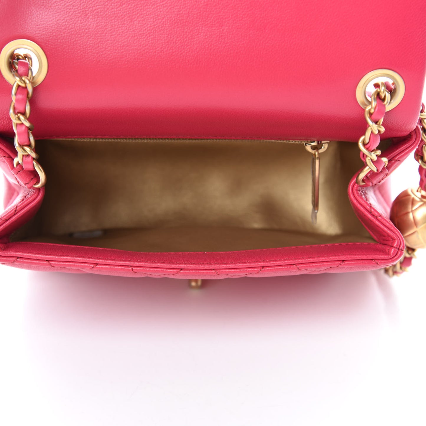 Lambskin Quilted Mini Pearl Crush Flap Dark Pink
