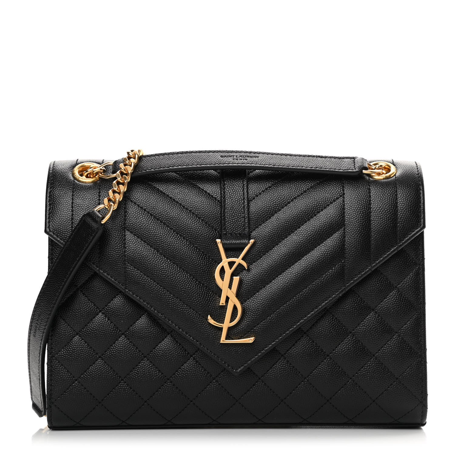 Saint Laurent Grain De Poudre Textured Mixed Matelasse Triquilt Medium Monogram Satchel Black 1 of 10