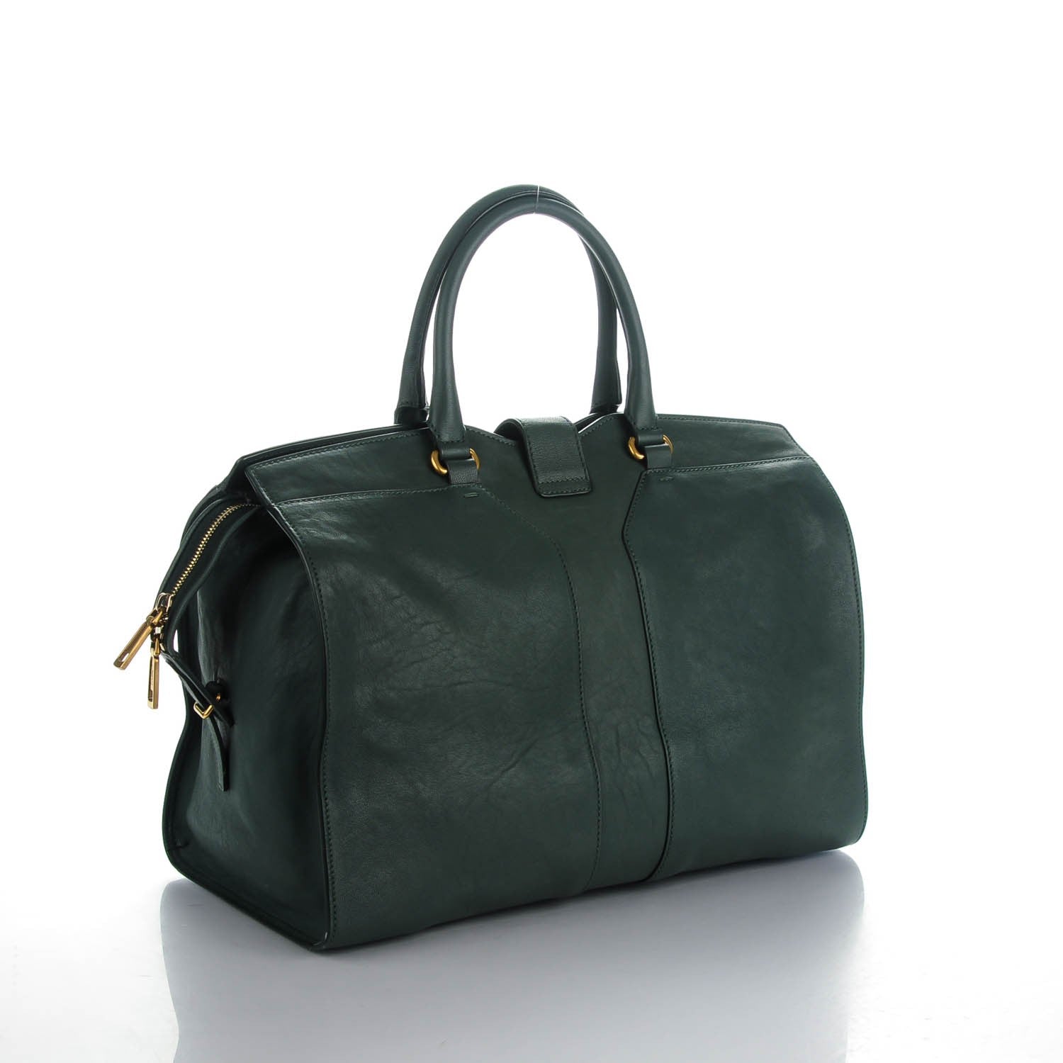 Saint Laurent Sheepskin Large Cabas ChYc Hunter Green 3 of 7