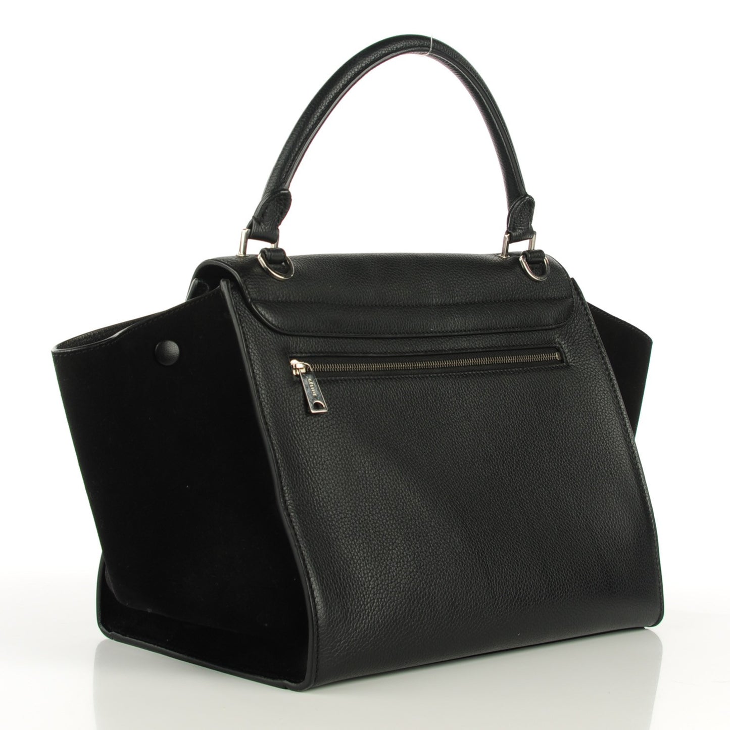 Drummed Calfskin Suede Medium Trapeze Black