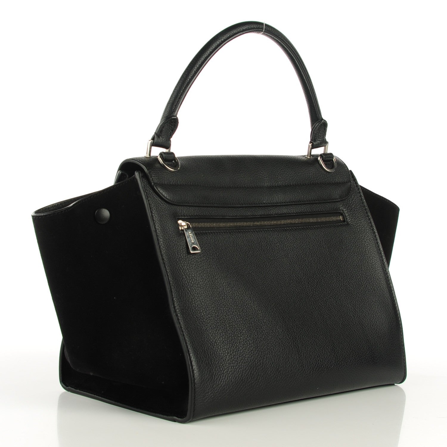 Celine Drummed Calfskin Suede Medium Trapeze Black 3 of 7