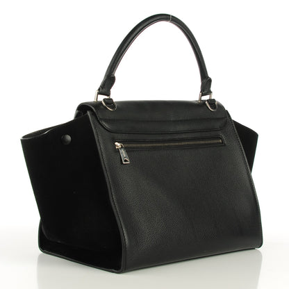Celine Drummed Calfskin Suede Medium Trapeze Black 3 of 7