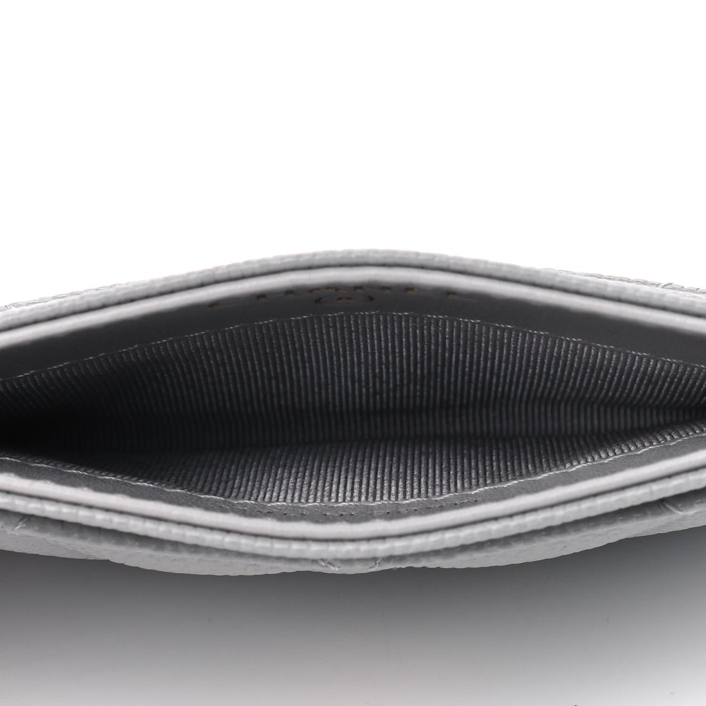 Caviar Quilted Card Holder Grey