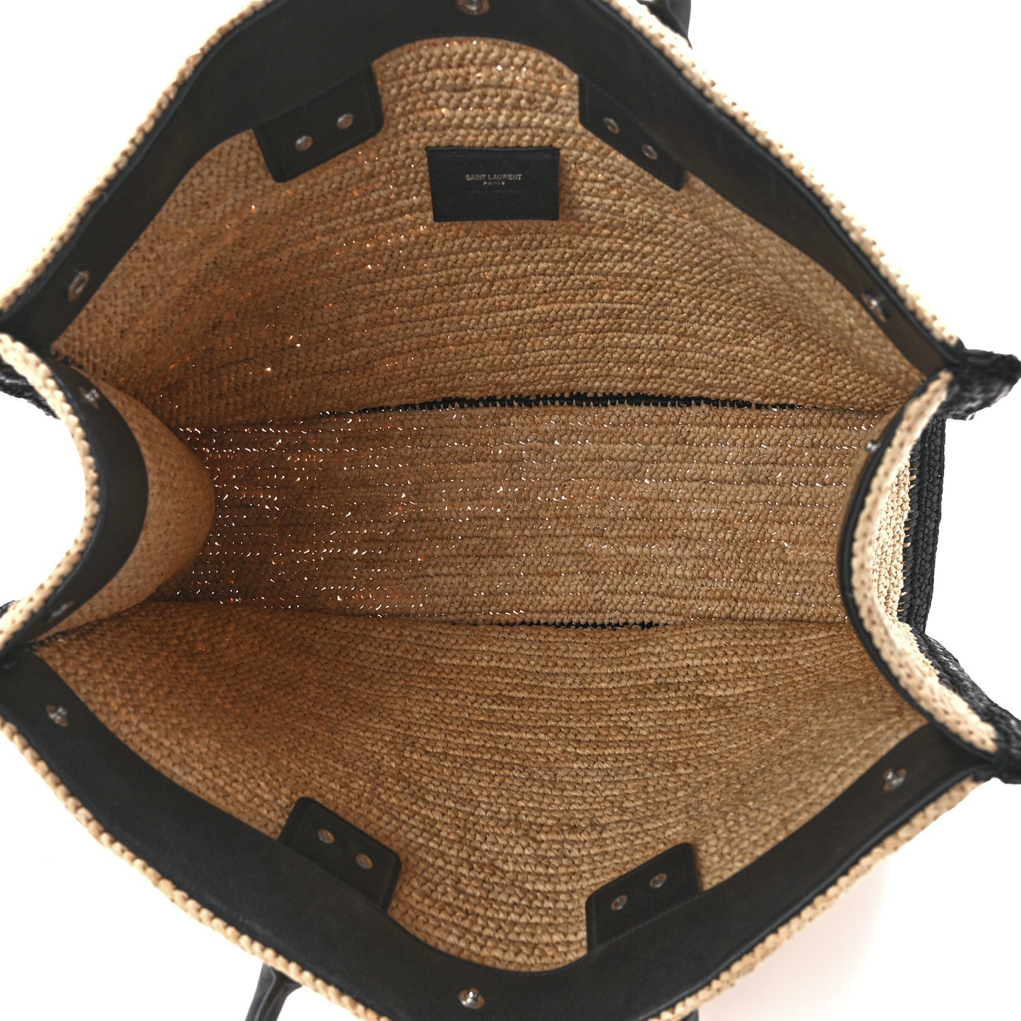 Raffia Calfskin Rive Gauche Tote Naturale Black