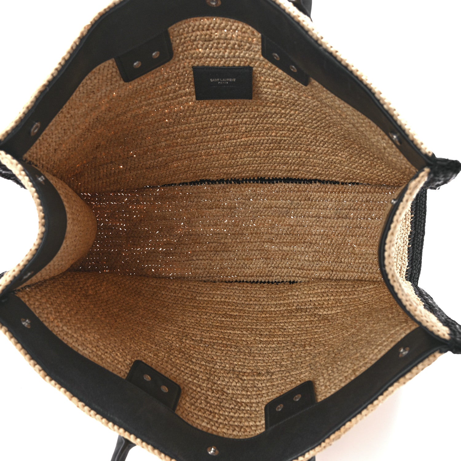 Saint Laurent Raffia Calfskin Rive Gauche Tote Naturale Black 5 of 11