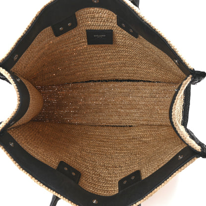 Saint Laurent Raffia Calfskin Rive Gauche Tote Naturale Black 5 of 11