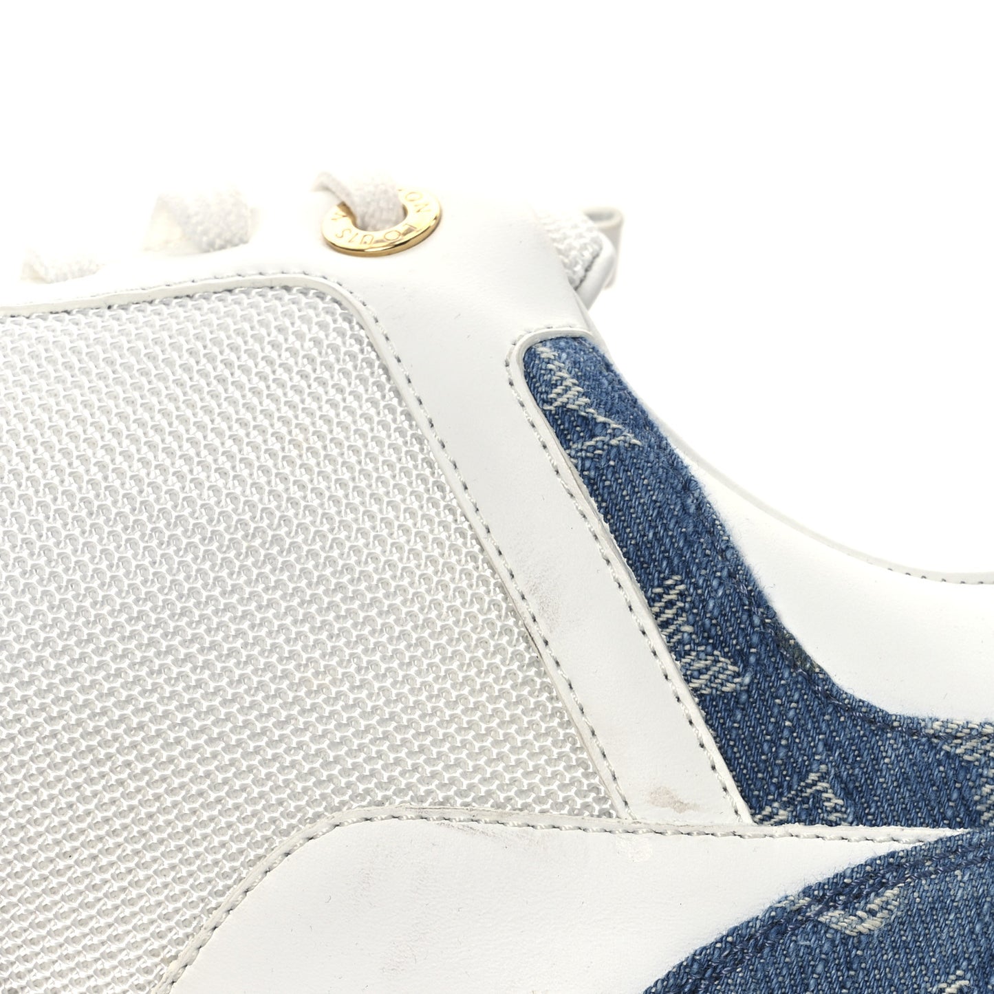 Calfskin Monogram Denim Run Away Sneakers 39 White