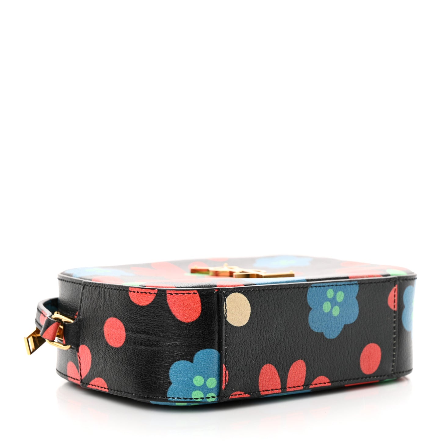 Calfskin Floral Print Small Classic Monogram Camera Bag Black
